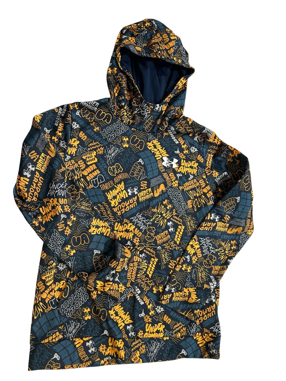 Under Armour Navy Fleece Pullover with White Logo